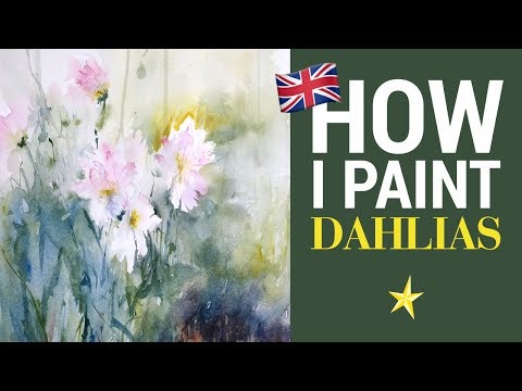 Dahlias in watercolor - ENGLISH VERSION