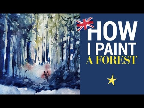 Winter forest in watercolor - ENGLISH VERSION