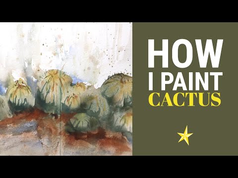 Painting at the cactus garden in Barcelona with watercolor
