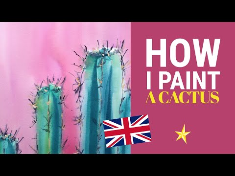 Painting a cactus in watercolor - SUPER EASY - ENGLISH VERSION
