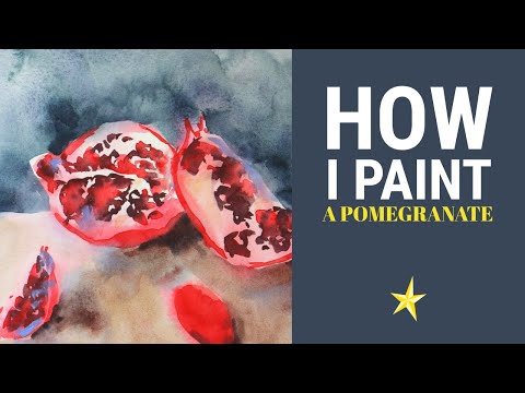Painting a pomegranate in watercolor