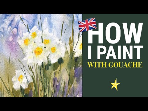 Daffodils with watercolor and gouache - ENGLISH VERSION