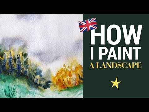 Fall landscape in watercolor - ENGLISH VERSION