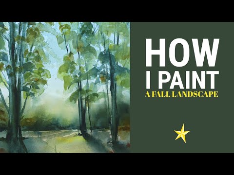 Painting a fall landscape in watercolor