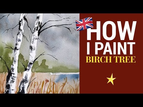 Birch tree in watercolor - ENGLISH VERSION