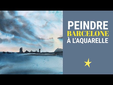 Peindre la plage de Barcelone à l&#039;aquarelle - Moyen