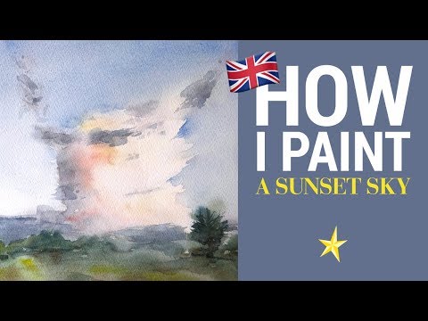 Big cloud in the sunset in watercolor - ENGLISH VERSION