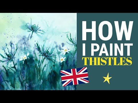 Painting Thistles and daisies in watercolor - ENGLISH VERSION