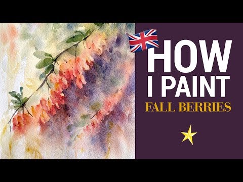 Fall berries in watercolor - ENGLISH VERSION