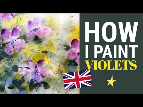 Painting violets in watercolor - ENGLISH VERSION