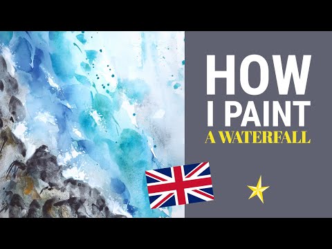 Painting a waterfall in watercolor - ENGLISH VERSION