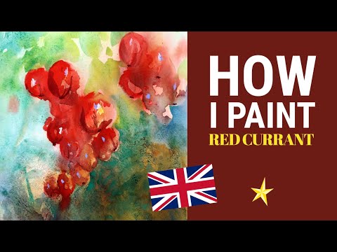 Painting red currants in watercolor - ENGLISH VERSION