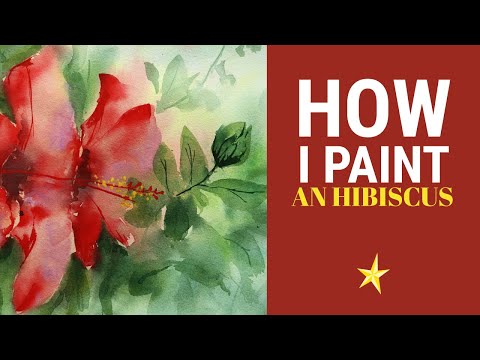 Painting an hibiscus in watercolor