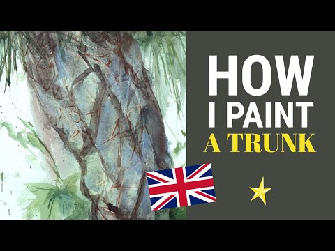 Painting a pine tree trunk in watercolor - ENGLISH VERSION