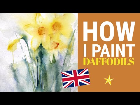 Painting daffodils in watercolor - ENGLISH VERSION