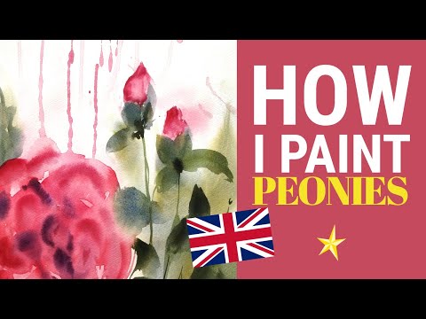 Painting peonies in watercolor - ENGLISH VERSION