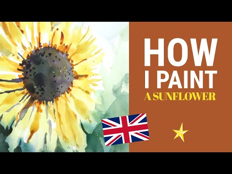 Painting sunflower in watercolor - ENGLISH VERSION