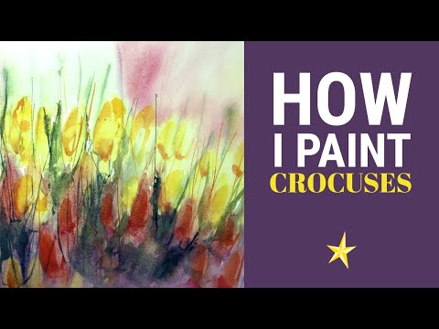 Painting semi-abstract crocuses in watercolor
