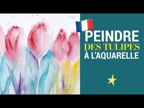 Tulipes colorées à l&#039;aquarelle - VERSION FRANÇAISE