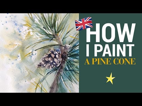 A pine cone in watercolor - ENGLISH VERSION