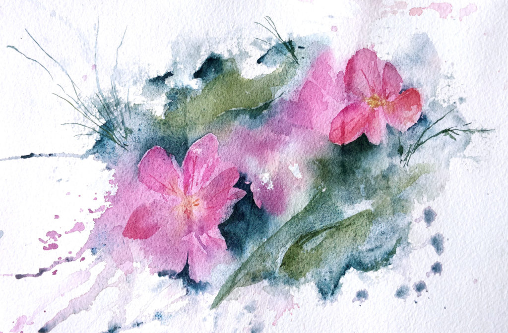 Primroses in watercolor