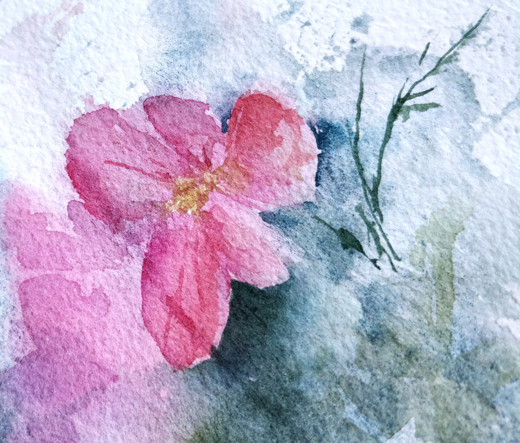 Primroses in watercolor, details