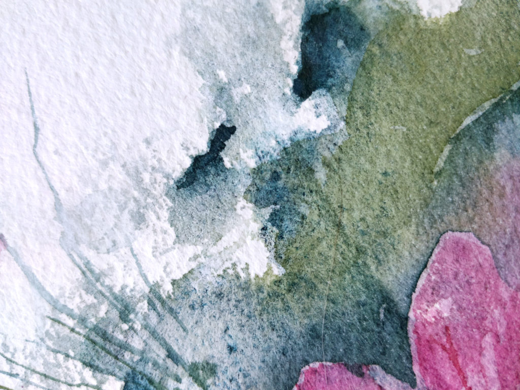 Primroses in watercolor, details